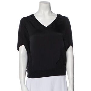 All Saints Black V-Neck Short Sleeve Crop Top